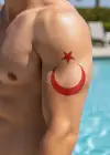 Geçici Kırmızı Türk Bayrağı - Ayyıldız Dövme Tattoo