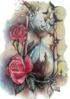 Geçici Kum Saati Ve Çiçek Figürlü Dövme Tattoo