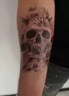 Geçici Kuru Kafa Figürlü Dövme Tattoo