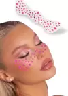 Geçici Pembe Kalp Çil Makyaj Bandı Glitter Parıltılı Simli Bant / Tattoo