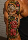 Geçici Saat ve Gül Desen Dövme Tattoo