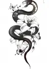 Geçici Yılan Ve Çiçek Figürlü Dövme Tattoo