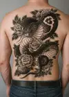 Geçici Yılan ve Gül Modelli Sırt Dövme Tattoo
