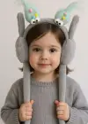 Gri Renk Canavar Figürlü Kulakları Oynayan Peluş Kulaklık