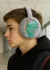 Gri Renk Dinazor Figürlü Peluş Erkek Çocuk Kulaklık