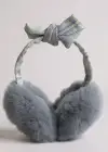 Gri Renk Ekose Desenli Peluş Kulaklık