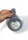 Gri Renk Kalp Figürlü Peluş Kulaklık