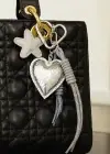 Gri Renk Kalp Ve Yıldız Figürlü Çanta Charm/ Anahtarlık