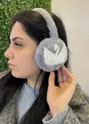 Gri Renk Kuğu Detaylı Peluş Kulaklık