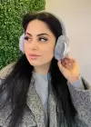 Gri Renk Kuğu Detaylı Peluş Kulaklık