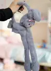 Gri Renk Tavşan Figürlü Kulakları Oynayan Peluş Kulaklık