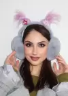 Gri Ve Mor Renk Saç Detaylı Peluş Kulaklık
