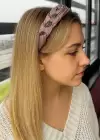 Gül Kurusu Renk Taş Detaylı Örgü Taç