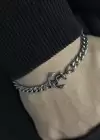 Gümüş Çapa Figürlü Renk Zincir Detaylı Çelik Erkek Bileklik