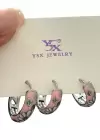Gümüş Pembe Renk Çiçek Figürlü VİP 3lü YSX Küpe Set