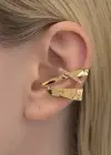 Gümüş Renk 14K Altın Kaplama TX Ear Cuff (Tek)
