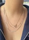 Gümüş Renk 3lü Kalp Figürlü Çelik Kolye