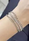 Gümüş Renk 3lü Taş Detaylı Çelik Bileklik