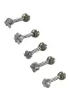 Gümüş Renk 5li Taş Detaylı Cerrahi Çelik Tragus/Kıkırdak Küpe/Piercing
