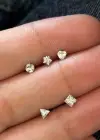 Gümüş Renk 5li Taş Detaylı Cerrahi Çelik Tragus/Kıkırdak Küpe/Piercing