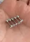 Gümüş Renk 5li Taş Detaylı Cerrahi Çelik Tragus/Kıkırdak Küpe/Piercing