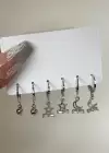 Gümüş Renk 6lı Ay Ve Yıldız Figürlü Taş Detaylı Küpe Set