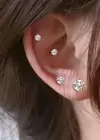 Gümüş Renk 6lı Burun/Dudak/Kulak Delik Gerektirmeyen Cerrahi Mıknatıslı Çelik Piercing