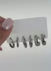 Gümüş Renk 6lı Çelik Halka Küpe Set