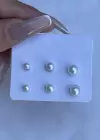 Gümüş Renk 6lı İnci Detaylı Küpe Set