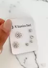 Gümüş Renk 6lı Karışık Figürlü Çelik Küpe Set