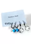 Gümüş Renk 6lı Karışık Figürlü Çelik Set Küpe