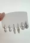 Gümüş Renk 6lı Küpe Set