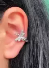 Gümüş Renk Arı Detaylı Taşlı Ear Cuff Küpe (Tek)