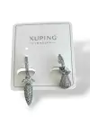 Gümüş Renk Armut Ve Havuç Figürlü Çelik Xuping Küpe (Çift)
