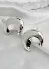 Gümüş Renk Ay Figürlü Çelik Küpe (Çift)