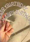 Gümüş Renk Birthday Girl Yazılı Taç