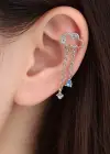 Gümüş Renk Bulut Figürlü Taş Detaylı Cerrahi Çelik Tragus/Kıkırdak Küpe/Piercing (Tek)
