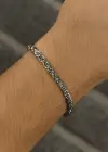 Gümüş Renk Burgu Detaylı Çelik Erkek Bileklik