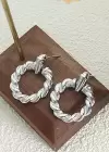 Gümüş Renk Burgu Detaylı Çelik Küpe (Çift)