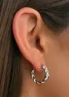 Gümüş Renk Burgu Detaylı Halka Küpe (Çift)
