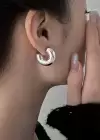 Gümüş Renk Çelik Halka Küpe (Çift)