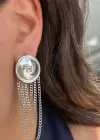 Gümüş Renk Çelik Sallantılı Küpe (Çift)