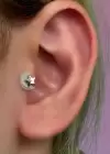 Gümüş Renk Cerrahi Çelik Ay Ve Yıldız Figürlü Tragus/Kıkırdak Küpe/Piercing (Tek)