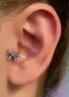 Gümüş Renk Cerrahi Çelik Çiçek Figürlü Tragus/Kıkırdak Küpe/Piercing (Tek)