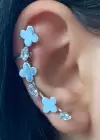 Gümüş Renk Çiçek Figürlü Ear Cuff Küpe (Çift)