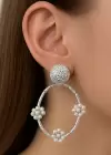 Gümüş Renk Çiçek Figürlü Küpe (Çift)