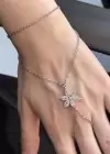 Gümüş Renk Çiçek Figürlü Taş Detaylı Çelik Şahmeran