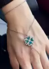 Gümüş Renk Çiçek Figürlü Taş Detaylı Çelik Şahmeran