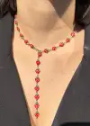 Gümüş Renk Çilek Figürlü Çelik Y Kolye