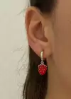 Gümüş Renk Çilek Figürlü YSX Küpe (Çift)